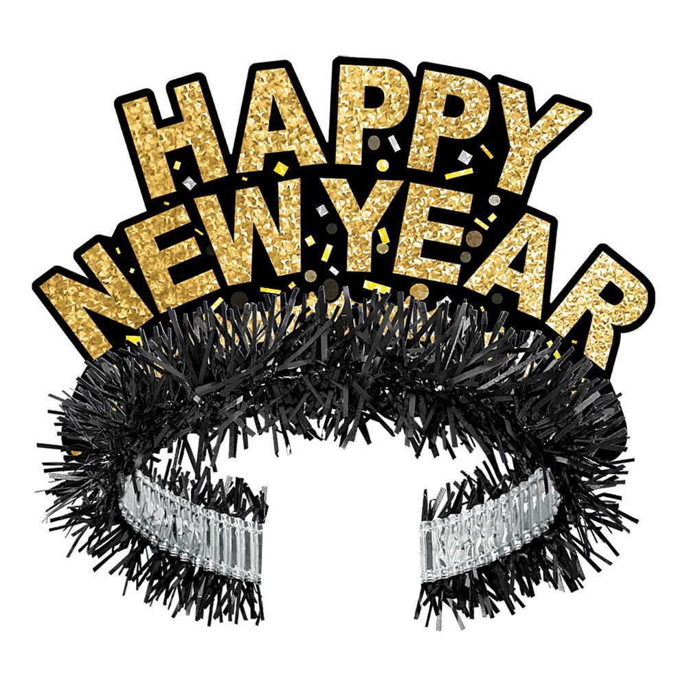 3365 Confetti New Year Tiaras – 50 Pack, Gold & Black Party Crowns